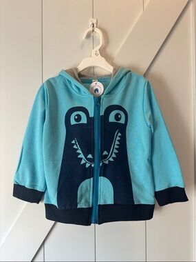 Toddler Aqua & Navy Dinosaur Zip-Up Lightweight Jacket